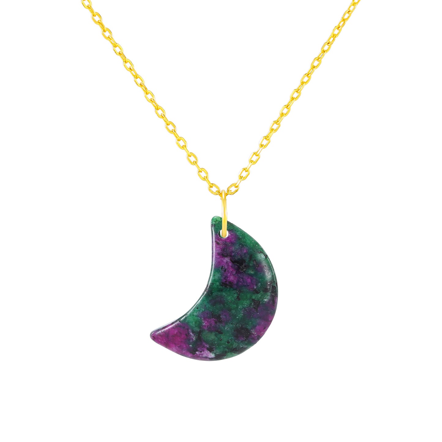 Ruby zoisite moon necklace