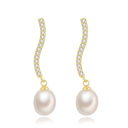 Zirconia pearl earrings