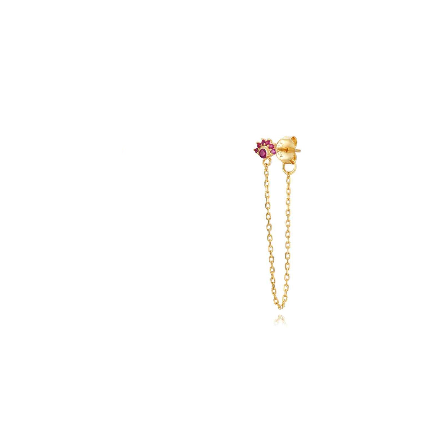 Flower chain earring ruby