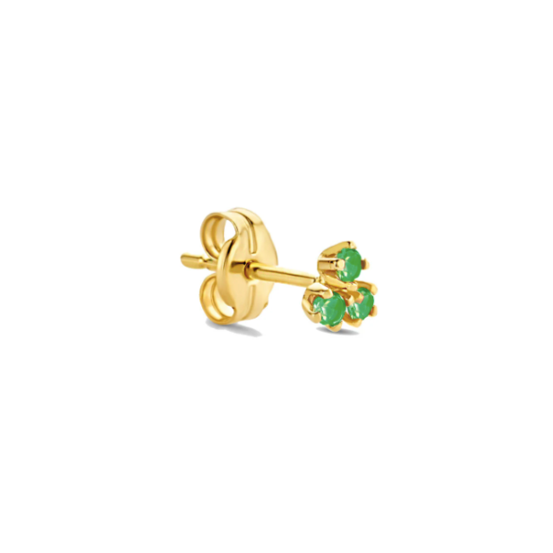 Triangle emerald stud 14k gold