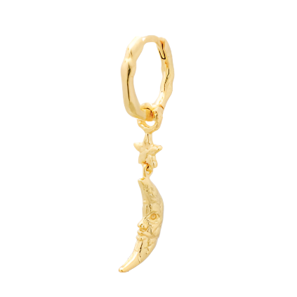 Moon and star earring gold