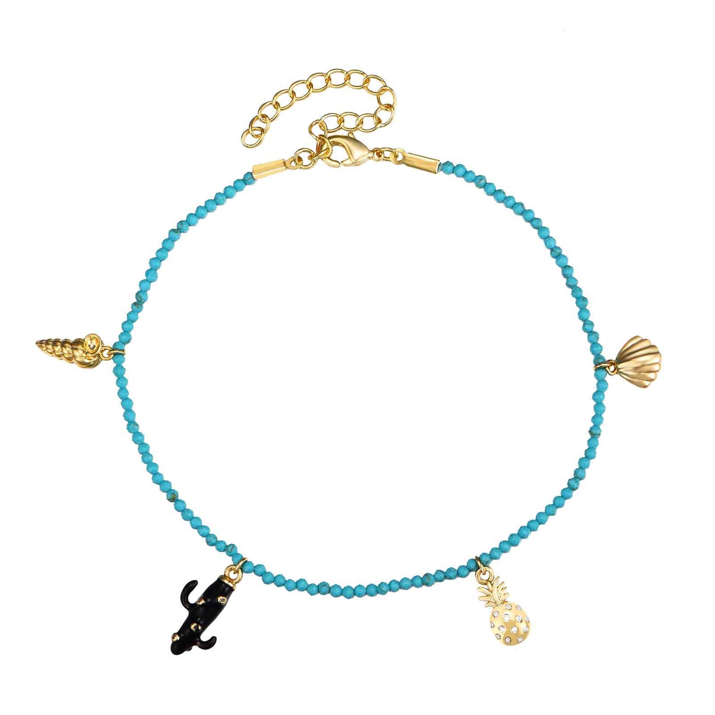 Turquoise charm anklet