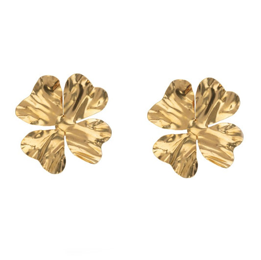 Big Folded flower stud gold